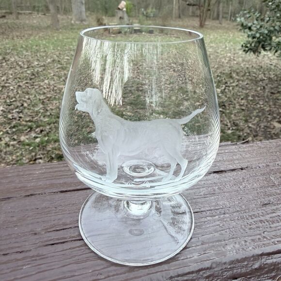 4 Hubertushutte Crystal Glasses HUNTING DOGS - Picture 8 of 11